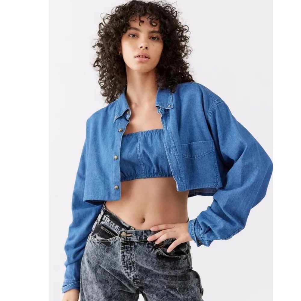 UO Urban Renewal Remade Chambray Shirt Shrug